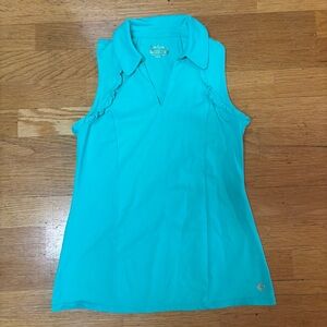 Lily Pulitzer Luxletic Golf Pickleball Outdoor Tennis Prep Ruffle Polo Top XS